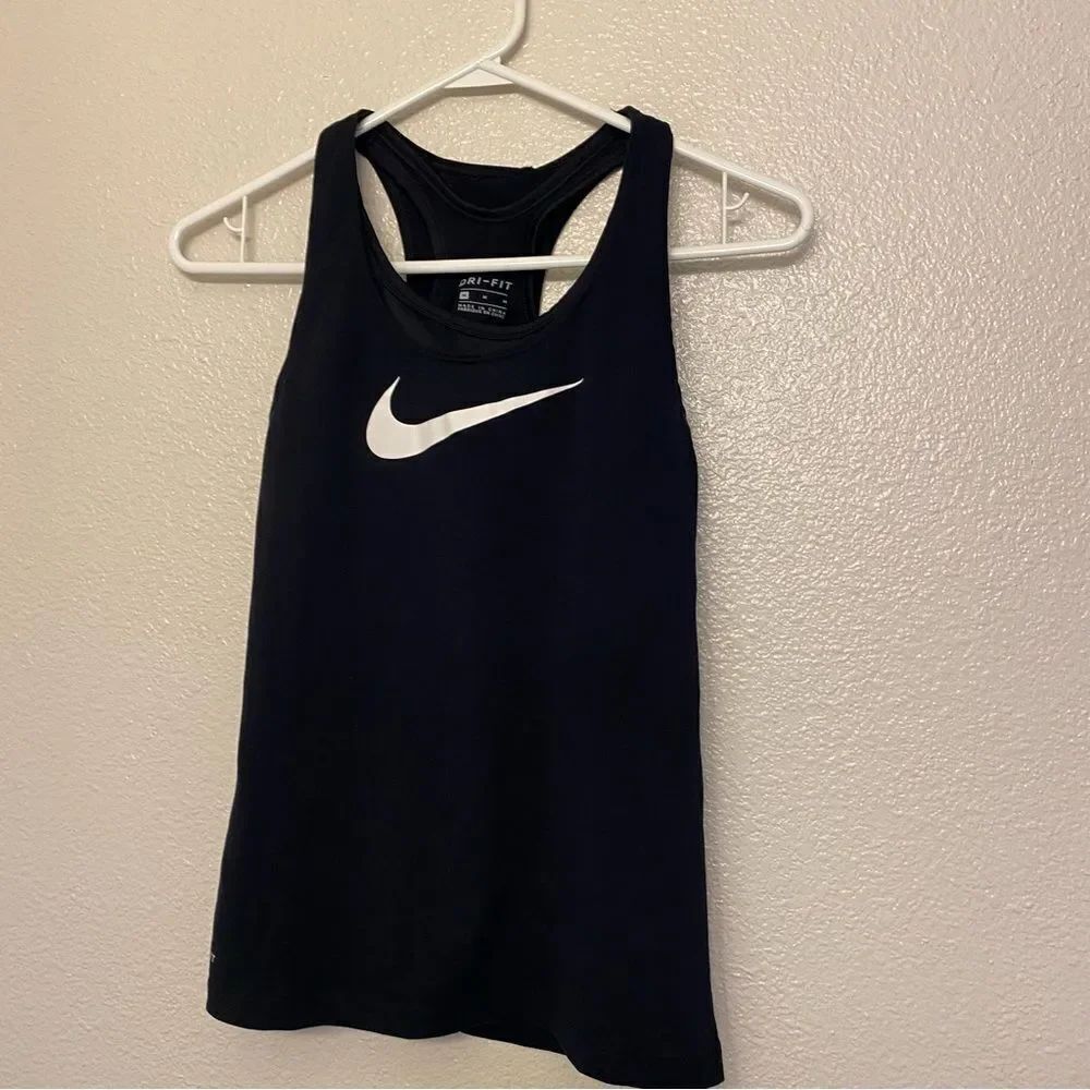 Nike Womens black Dri Fit Tank layered built in sports bra running top M